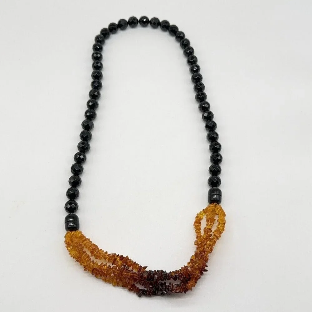 Jay King Bracelet Necklace Set Black Agate Ombre Baltic Amber 4 Strand Faceted - Picture 2 of 12